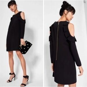 TED BAKER London Siiara Cold Shoulder Shift Dress Black Womens size 0